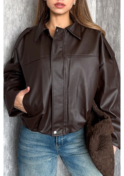 Kadın Oversıze Altı Lastikli Deri Mont 1055 fiyatları