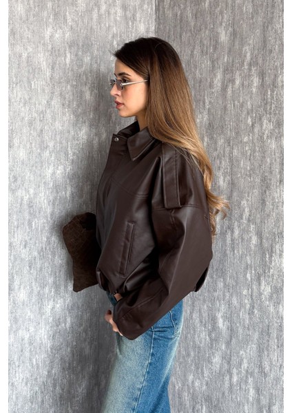 Kadın Oversıze Altı Lastikli Deri Mont 1055 indirimleri