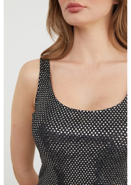 Askılı Pullu Maxi Boy Elbise