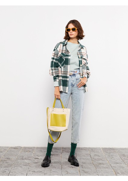 Yeni Sezon Ekose Uzun Kollu Flanel Oversize Kadın Oduncu Gömlek Ceket