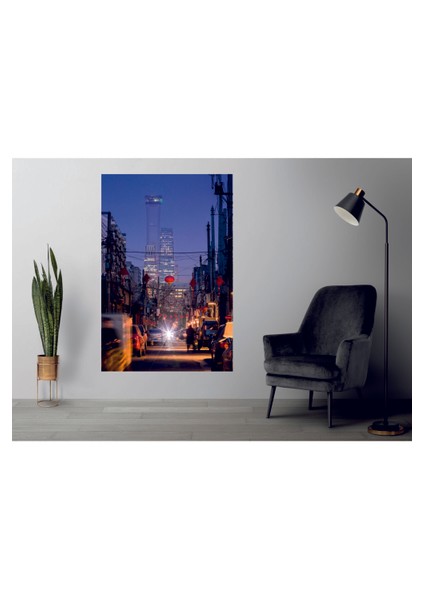 Cadde Manzarası Temperli Cam Üzerine Tablo Sevgilinize Yılbaşı Hediye fiyatları