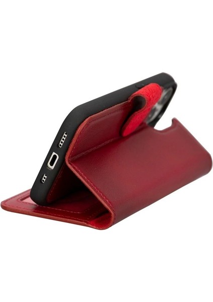 Apple iPhone 15 Uyumlu Deri Cüzdanlı Kılıf Mwwn V4EF Kırmızı modelleri