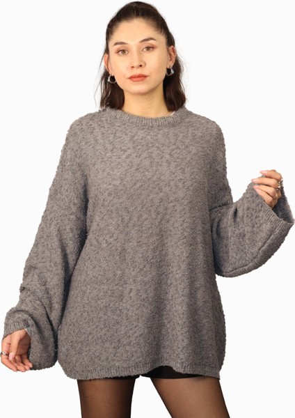 Baloncuk Desenli Triko Kazak Gri fırsatları