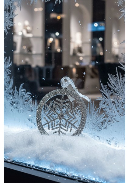 Kristal Halkalı Gümüş Kar Tanesi Yılbaşı Ağaç Süsü