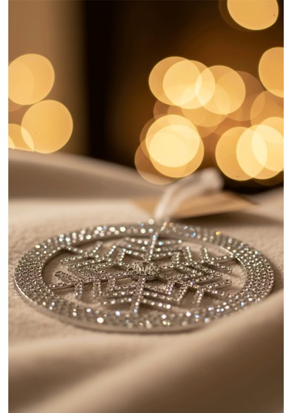 Kristal Halkalı Gümüş Kar Tanesi Yılbaşı Ağaç Süsü fiyatları