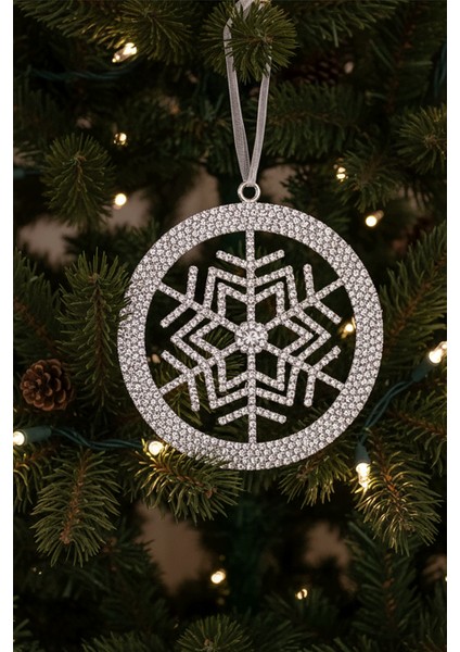 Kristal Halkalı Gümüş Kar Tanesi Yılbaşı Ağaç Süsü fırsatları