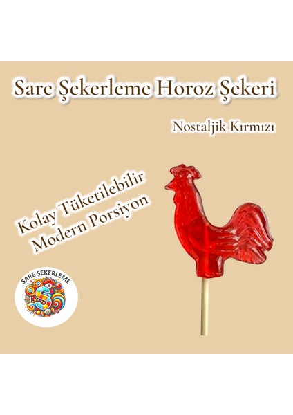 Horoz Şekeri (42'li) Kutu Kırmızı Renk Karışık Meyve Aromalı Ahşap Saplı (12 Gr) modelleri