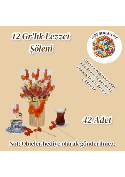 Horoz Şekeri (42'li) Kutu Kırmızı Renk Karışık Meyve Aromalı Ahşap Saplı (12 Gr) fırsatları