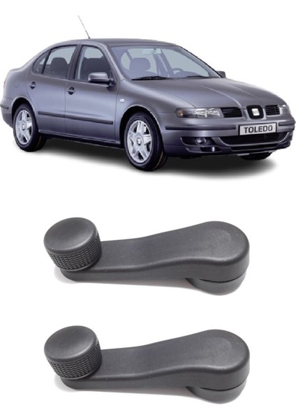 Seat Toledo 1999 - 2004 Uyumlu Manuel Çevirmeli Cam Açma Kapama Kolu Siyah 2 Adet Takım 1H0837581
