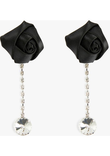 Sallantılı Taşlı Çiçek Küpe