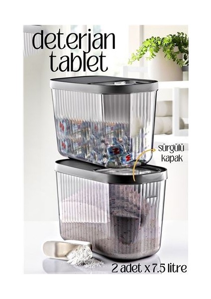 Hsnet Multibox Deterjan Tablet Kutusu Sürgülü Kapak 7.5 Litre 2 Adet - MB000X-2FWUM7