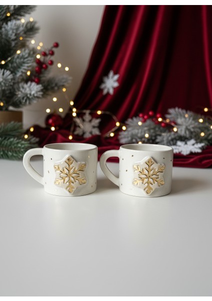 Kar Tanesi 2'li Stoneware Fincan Takımı