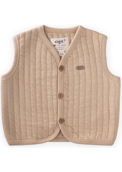 Kapitone Yelek 0-4 Yaş Bej