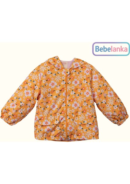 Kız Çocuk Çiçek Desenli Yağmurluk, Dokulu Tişört ve Yüksek Bel Kot Pantolon 3'lü Takım fiyatları