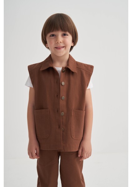 Gabardin Yelek 2-7 Yaş Kahve