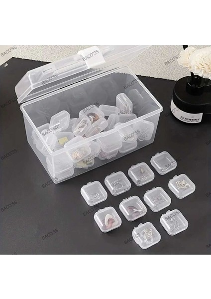Şeffaf Takı-Küpe-Toka ve Aksesuar Kutusu 10 'lu 3,5x3,5 (BC-1242 )