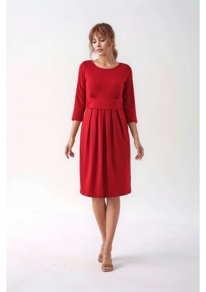 Kadın Bisiklet Yaka Tesettüre Uygun Uzun Kol Viskon Gizli Emzirme Bölümlü Şık Hamile Elbisesi fiyatları