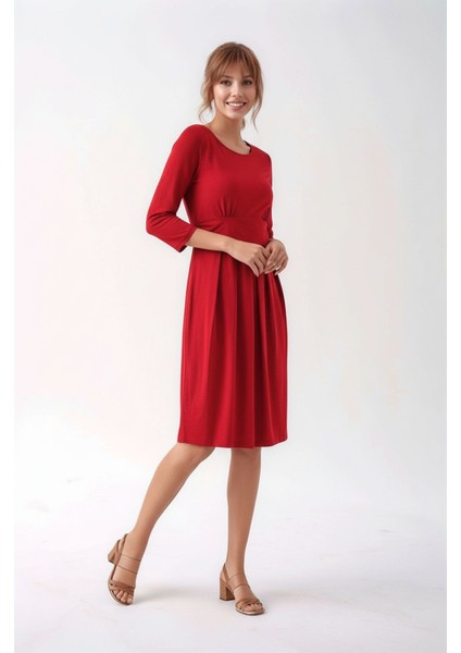 Kadın Bisiklet Yaka Tesettüre Uygun Uzun Kol Viskon Gizli Emzirme Bölümlü Şık Hamile Elbisesi modelleri