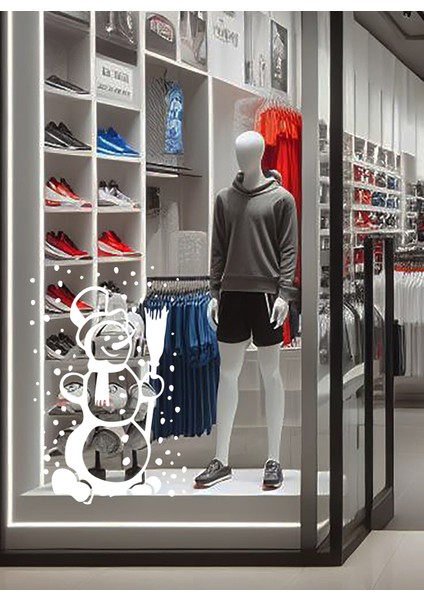 Beyaz Kardan Adam ve Kar Taneleri Cam Vitrin Etiketi, Yılbaşı Dekorasyonu Için fiyatları