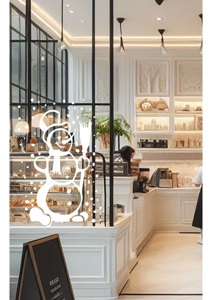 Beyaz Kardan Adam ve Kar Taneleri Cam Vitrin Etiketi, Yılbaşı Dekorasyonu Için modelleri