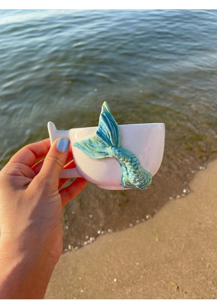 El Yapımı Deniz Kızı Seramik Kupa ve Kase Seti – 300ML 2li Kabartma Tasarım fiyatları