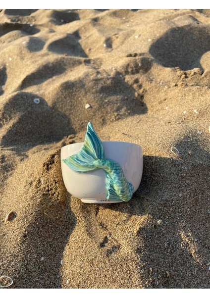 El Yapımı Deniz Kızı Seramik Kupa ve Kase Seti – 300ML 2li Kabartma Tasarım fırsatları