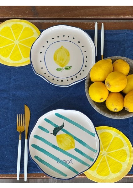 2 Adet El Yapımı Limon2 Temalı Sunum Tabağı modelleri
