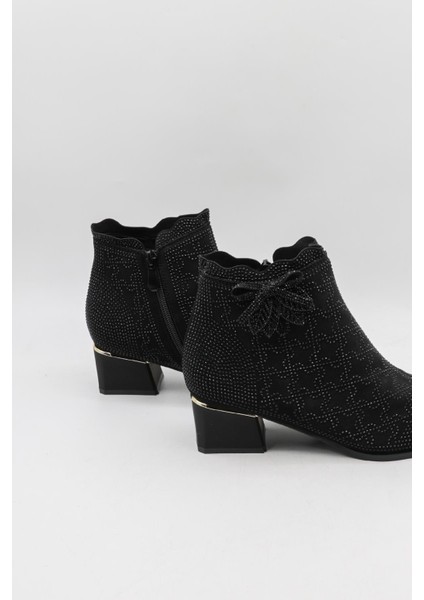 Kristebell Ithal Özel Seri Kadın Taşlı Kısa Topuklu Şık Bot 2504 - Siyah - 36 modelleri