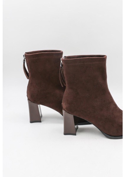 Kristebell Ithal Süet Deri Topuklu Arkadan Fermuarlı Kadın Bot 2506 - Kahve - 36 modelleri