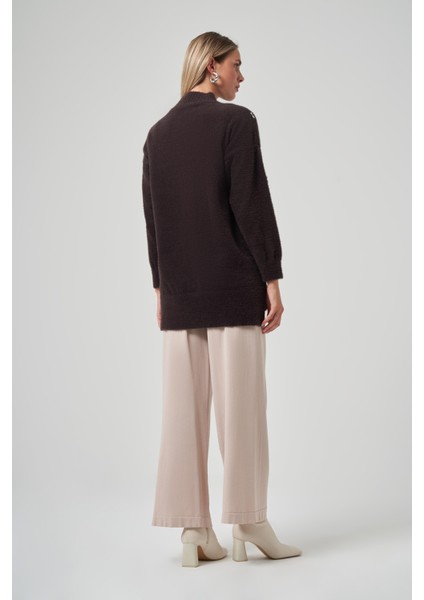 Taş Detay Angora Kazak Tunik 7002 Acı Kahve modelleri