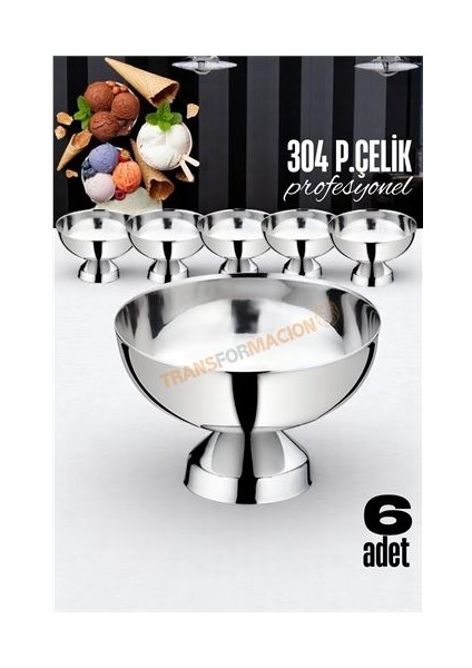Hsnet Dondurma Kasesi 304 Paslanmaz Çelik Profesyonel 6 Adet - MR000K-1G2K53