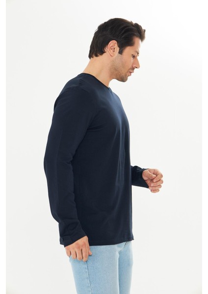 Erkek Pamuklu V Yaka Uzun Kollu Tişört Lacivert 5021-L indirimleri