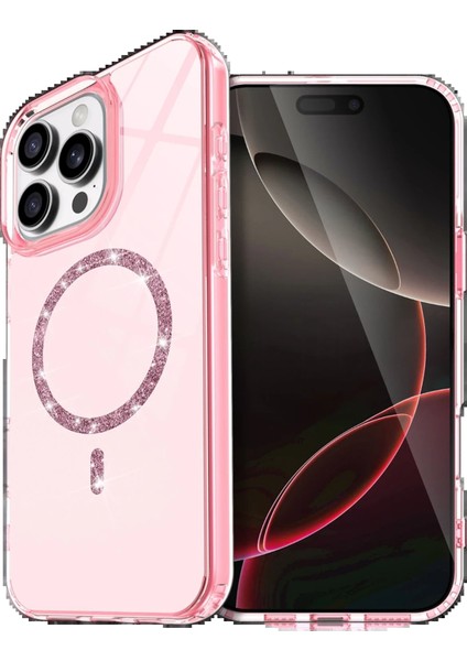 Apple iPhone 16 Pro Live Diamond Magsafe Kapak - PEMBE-(5796) - MR000K-1FDP25
