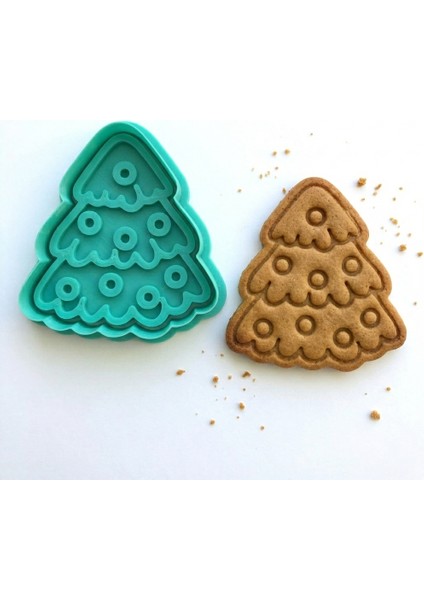Ponponlu Katmanlı Yılbaşı Ağacı Figürlü Kurabiye Kalıbı | Yeni Yıl Kutlamaları | Hamur, Kil ve Şeker Hamuru Damgası