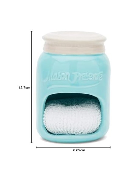 Fox Run Süngerli Seramik Mason Kavanoz Tutucu, 8,9 x 8,9 x 12,7 Cm, Mavi fiyatları