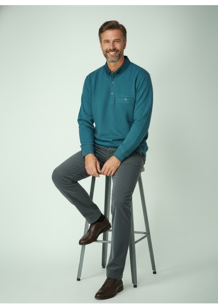 Erkek Kışlık Kazak Polo Yaka Oxford Fleto Cepli Dokulu Rahat Kesim Tam Kalıp fiyatları