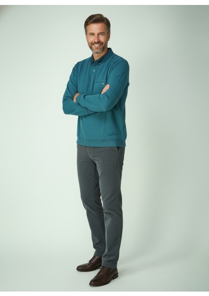 Erkek Kışlık Kazak Polo Yaka Oxford Fleto Cepli Dokulu Rahat Kesim Tam Kalıp modelleri