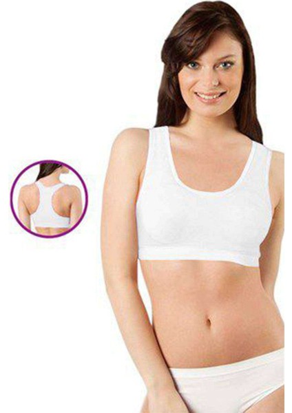 Elite Life Geniş Askılı Kadın Destekli Sporcu Büstiyer Beyaz Sütyen 777 modelleri