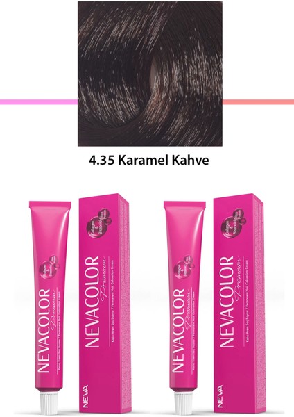2 Li Set Premium 4.35 Karamel Kahve - Kalıcı Krem Saç Boyası 2 x 50 G Tüp