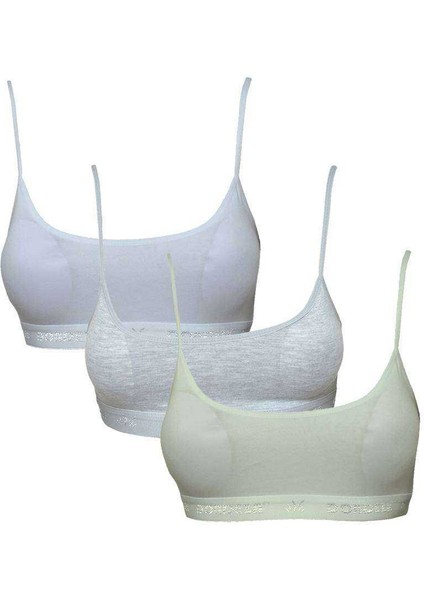 Pedli Ip Askılı Beyaz Gri ve Krem Büstiyer 3 Adet