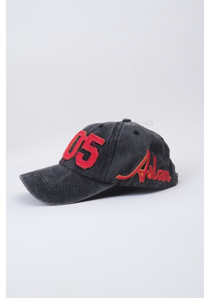 1905 Aslan Yazılı Eskitme Premium Unisex Şapka - Füme modelleri