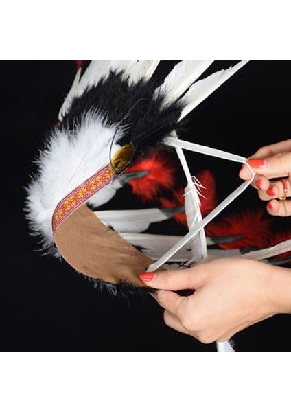 Kızılderili Başlığı Şapkası Kırmızı Beyaz modelleri