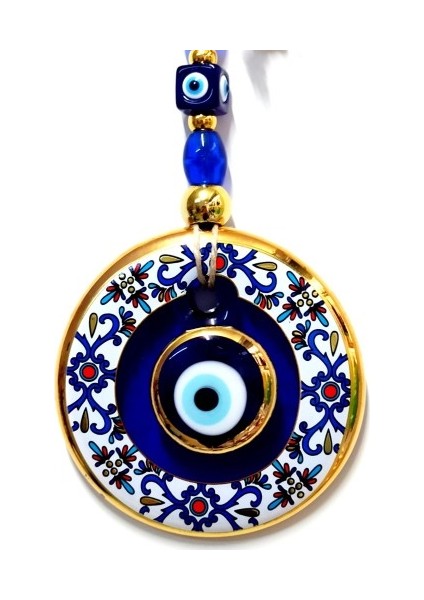 Çini Desenli Nazar Boncuklu Duvar Süsü, Cam El Işçiliği Hediyelik Eşya Altın Yaldızlı Naz fiyatları