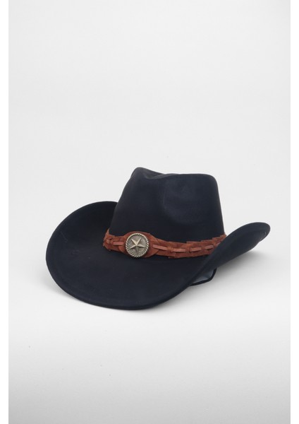 Süet Ipli Kovboy Fötr Şapka - Vizon
