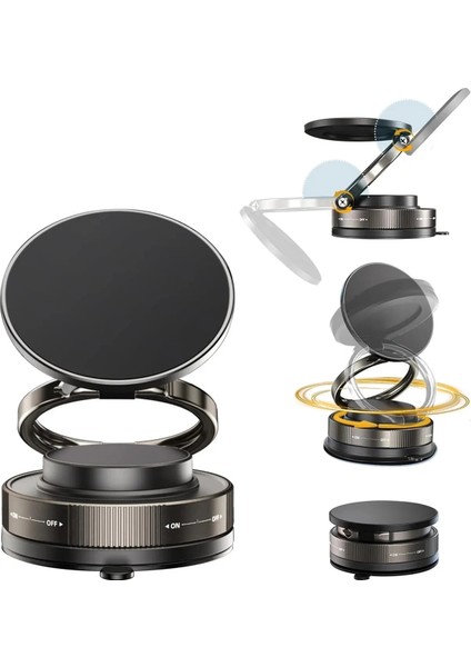 Metalik Magsafe Telefon Tutucu Tüm Yüzeylerle Uyumlu Vakumlu 360 Dönen Oynar Başlık indirimleri