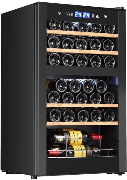 34 Şişe Kapasiteli Çift Bölmeli Solo Şarap Saklama Dolabı Siyah BFW34-BG2