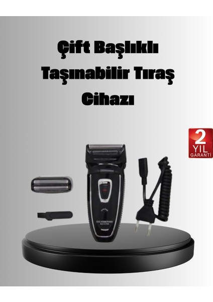 Şarjlı Kablosuz Tıraş Makinesi Çift Başlık Kuru Tıraş Ergonomik Taşınabil - MR000K-1FMT3