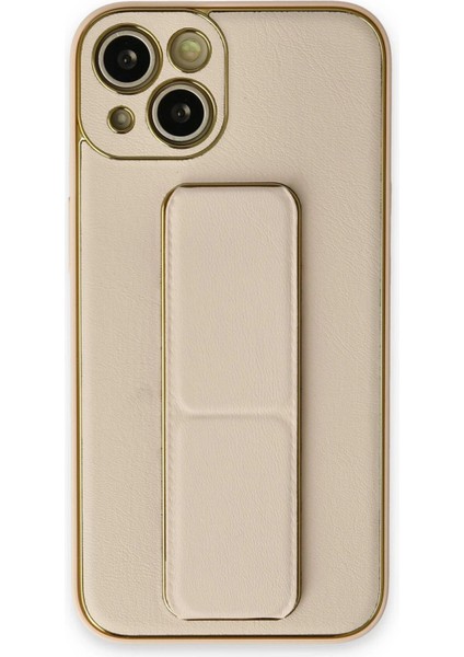 iPhone 14 Plus Kılıf Coco Deri Standlı Kapak - GOLD-(5796) - MR000K-1FL949