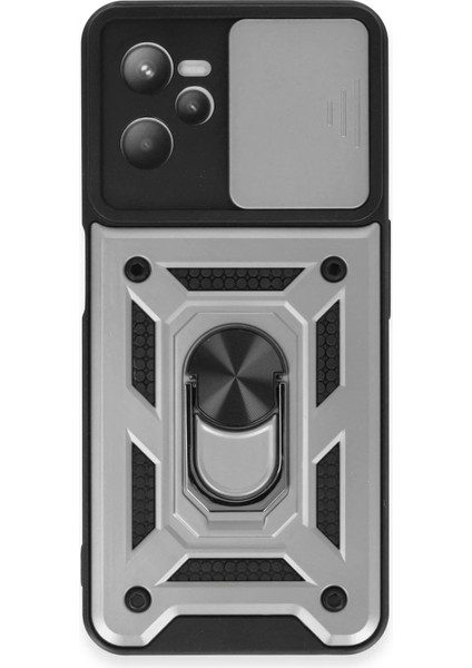 Realme C35 Kılıf Pars Lens Yüzüklü Silikon - GÜMÜŞ-(5796) - MR000K-1GEUM2