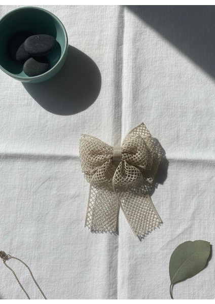 File Dokulu Büyük Fiyonk Saç Tokası